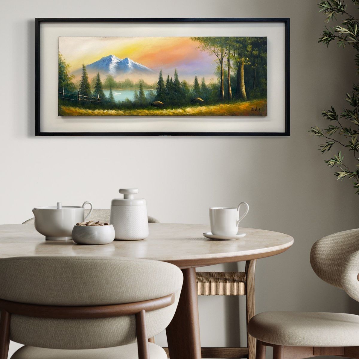 DEKAM DISEÑO - CUADRO PINTADO PAISAJE NATURALEZA OLEO ENMARCADO 146X66 CMS