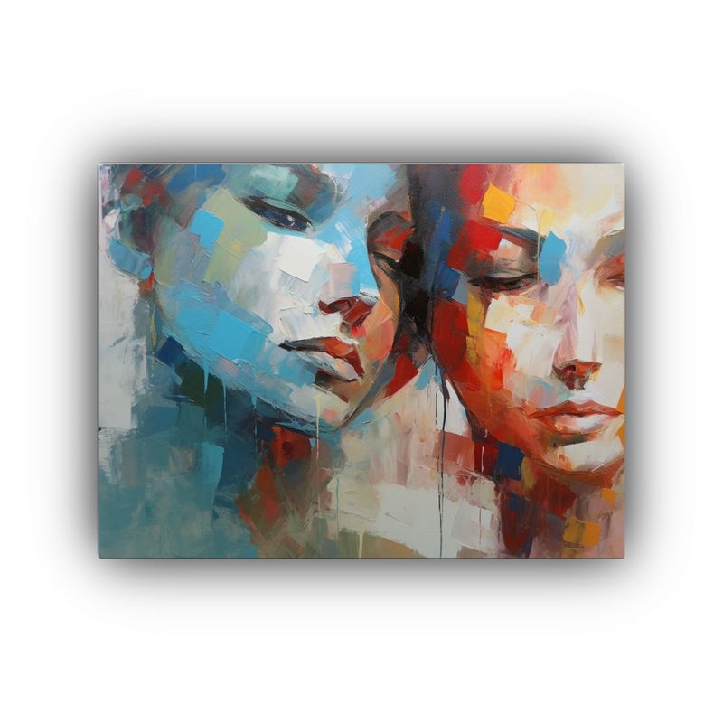 GENERICO - Pintura Abstracta De Relaciones Humanas Con Paleta Gruesa 120x80cm