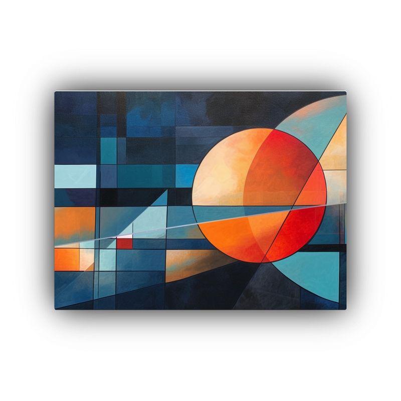 GENERICO - Cuadro Abstracto Geométrico En Vidrio Tonos Vintage Trito 120x80cm