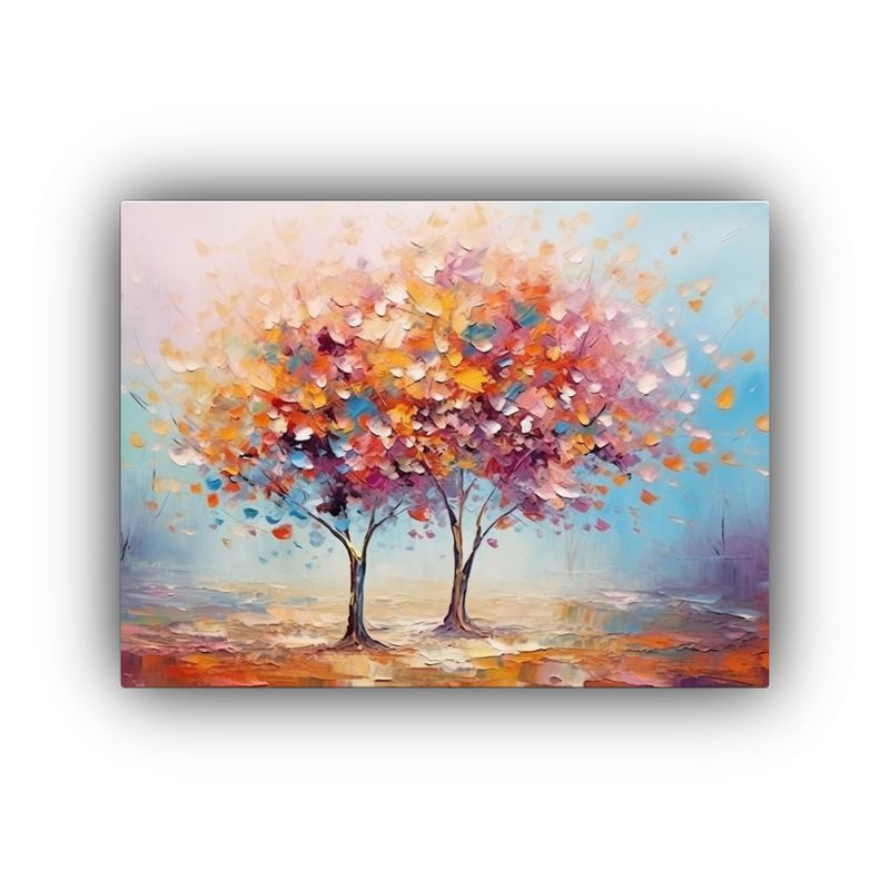 GENERICO - Pintura Al óleo De Paisaje Colorido Abstracto Con árbol 120x80cm