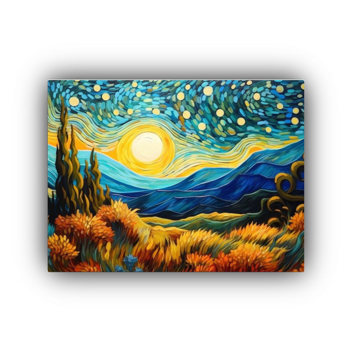 GENERICO - Cuadros Decorativos Naturaleza Estilo Van Gogh Para Tonos Vi 75x50cm