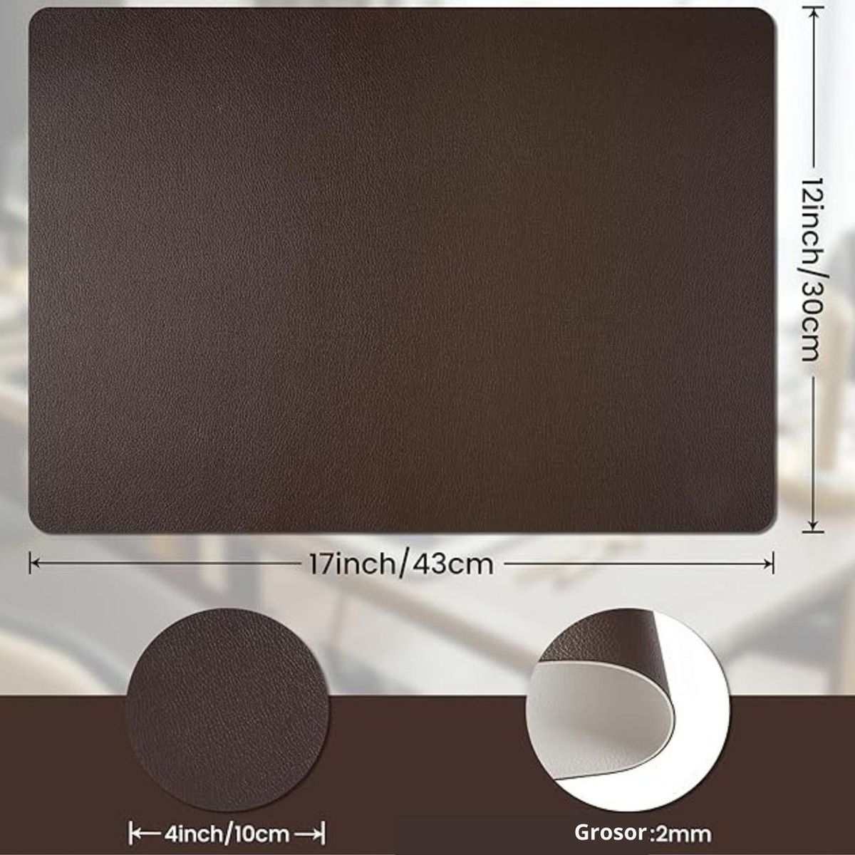 AZ AURAZEUS - Set 4 Individuales + 4 Posavasos Impermeables Antimanchas 2 en 1 Az