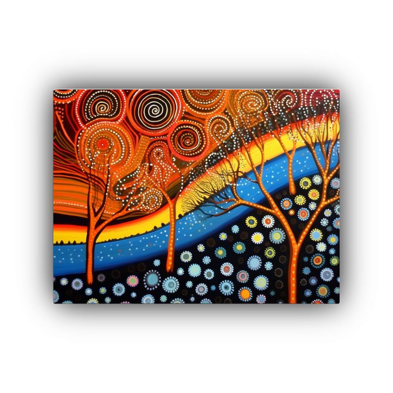 GENERICO - Pintura De Arte Aborigen Con Expresión Y Contraste Vivos 120x80cm