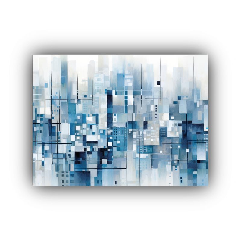 GENERICO - Cuadro Abstracto De Edificios De Ciudad En Estilo Azul Y Bla 120x80cm