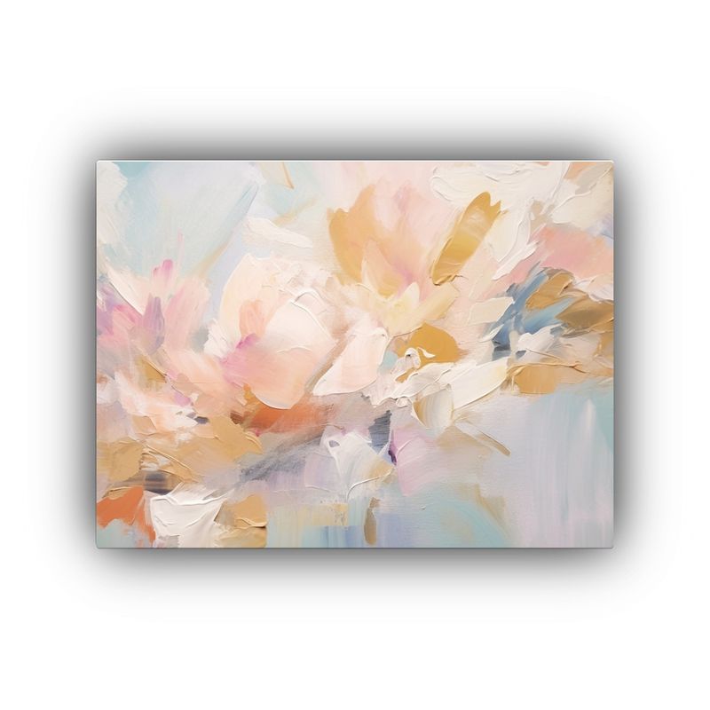 GENERICO - Pintura Al óleo Abstracta De Flores En Colores Suaves Y Min 120x80cm