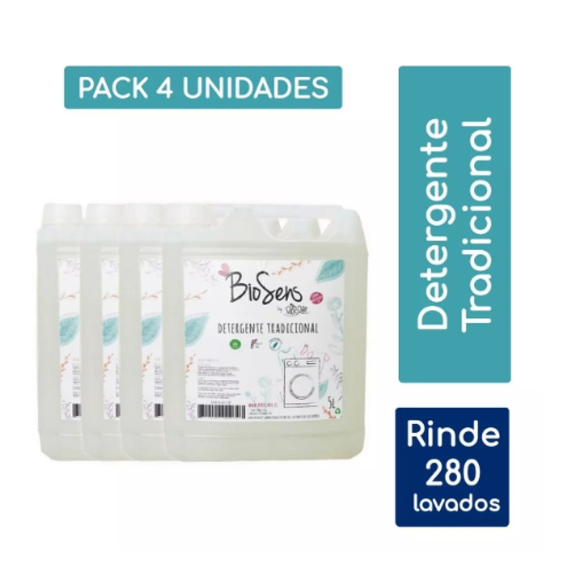 BIOSENS - Pack 4 Detergente Ecológico Biodegradable 5L Biosens