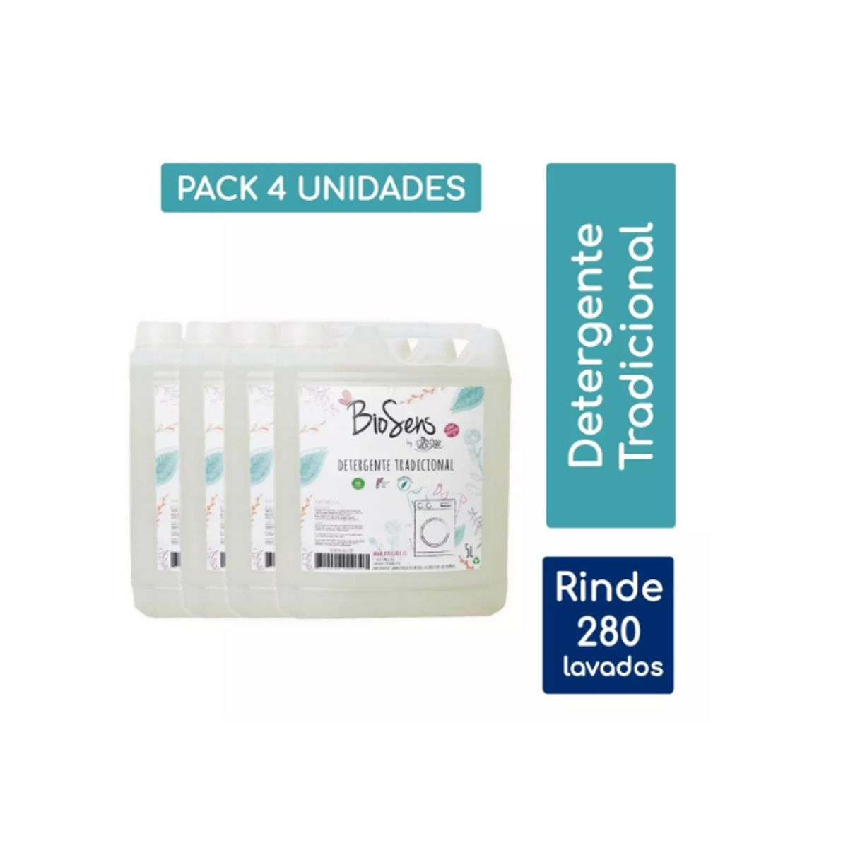 BIOSENS - Pack 4 Detergente Ecológico Biodegradable 5L Biosens