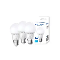 OEM - Pack de 3 Ampolletas Wellmax E-27 9W Luz Fria Led Samsung - Blanco