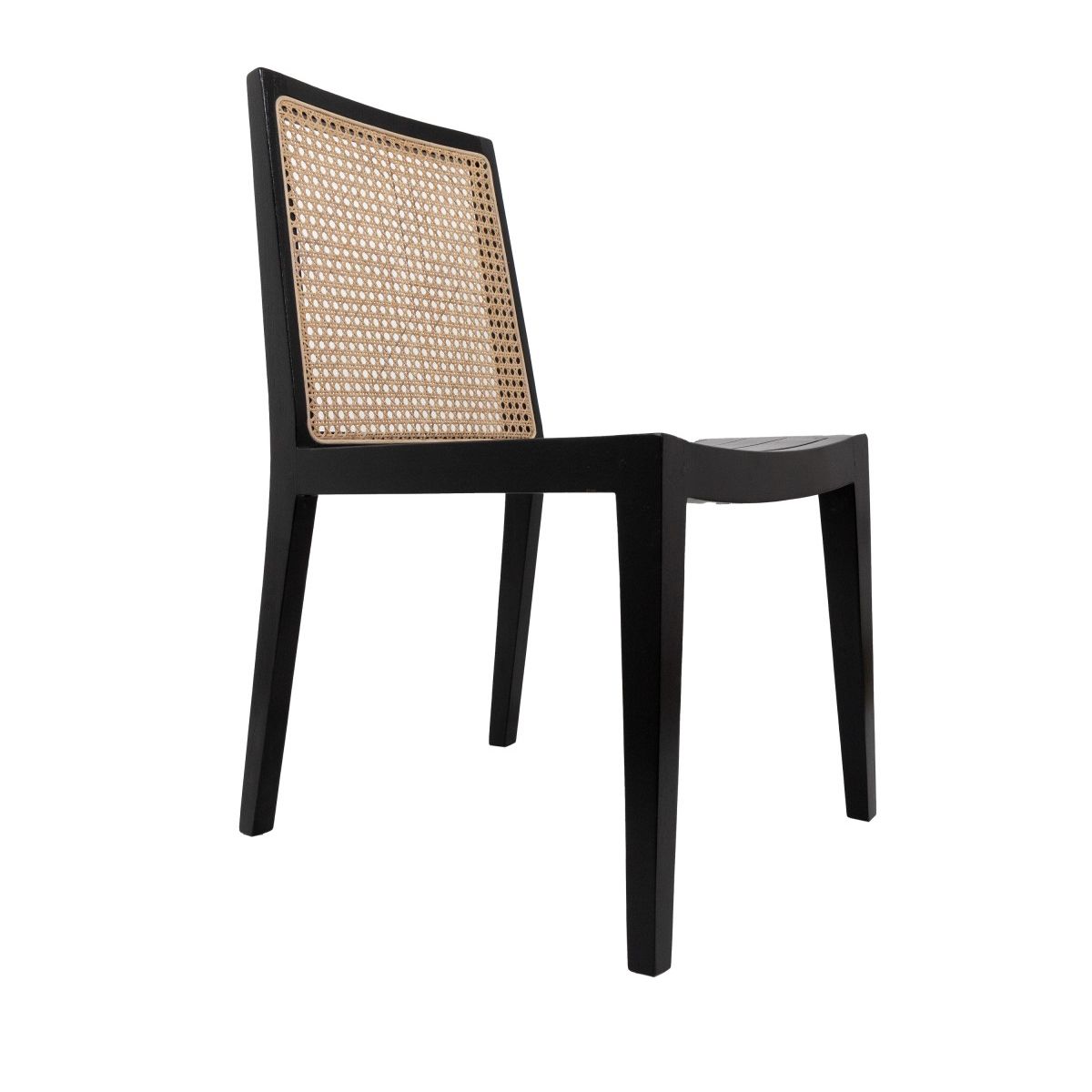 NECTAR - Silla de Comedor Naura Madera de Teca y Rattán Negro