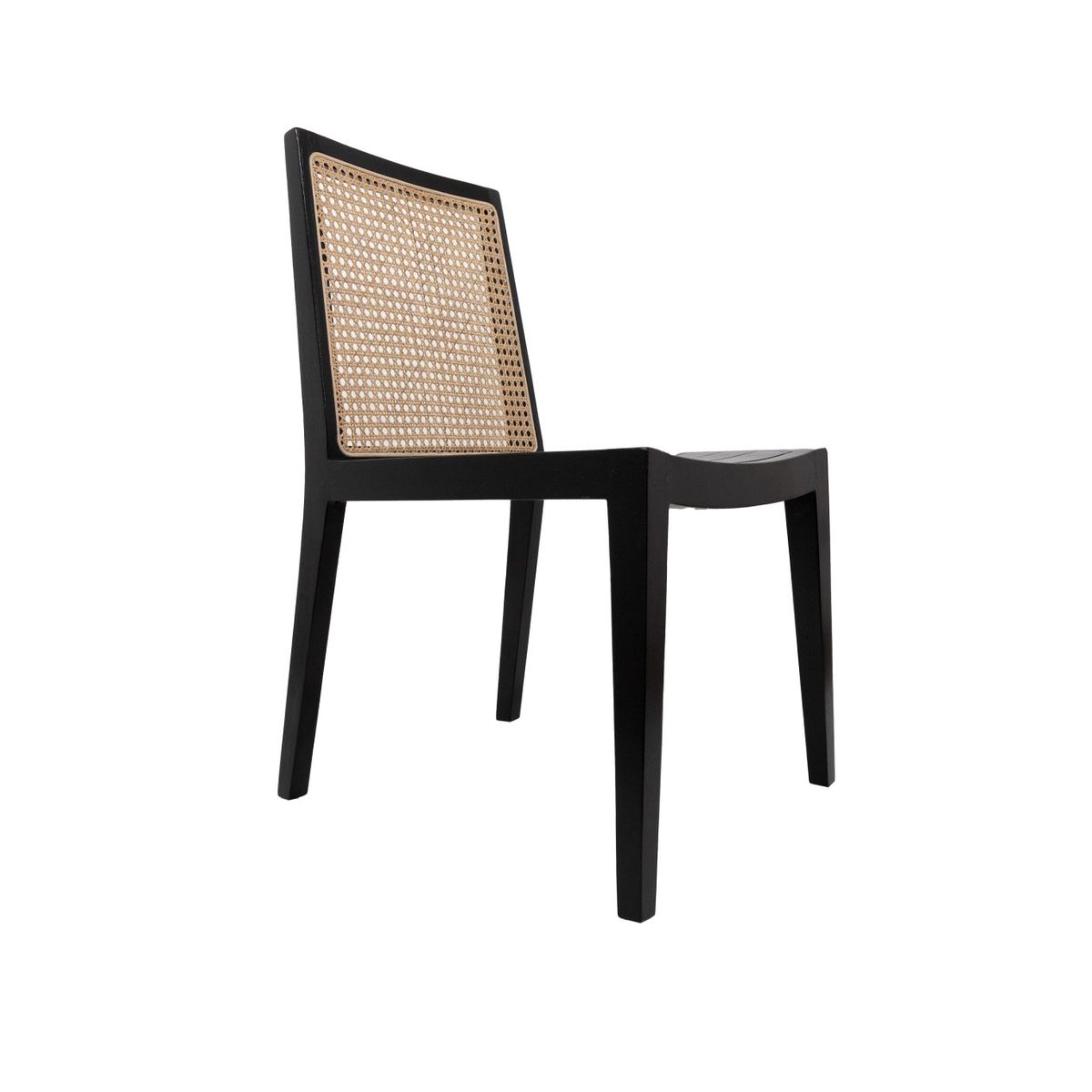 NECTAR - Silla de Comedor Naura Madera de Teca y Rattán Negro