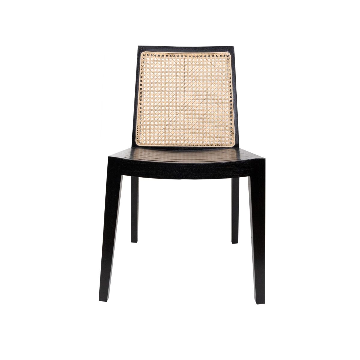 NECTAR - Silla de Comedor Naura Madera de Teca y Rattán Negro
