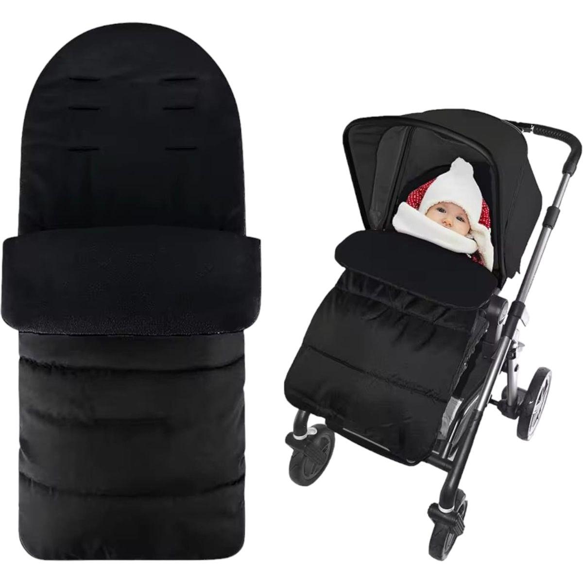 GENERICO - Saco Para Coche Bebé Impermeable Forro Polar Térmico NEGRO