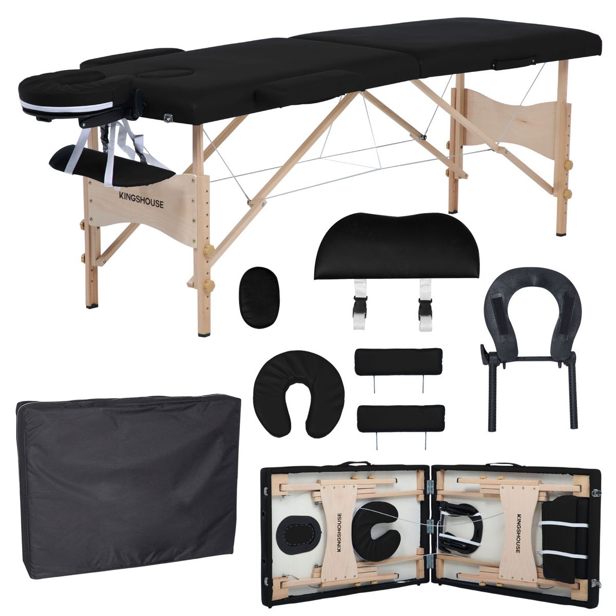 LUMAX - Camilla de Masajes Portatil Estuche Spa Negro