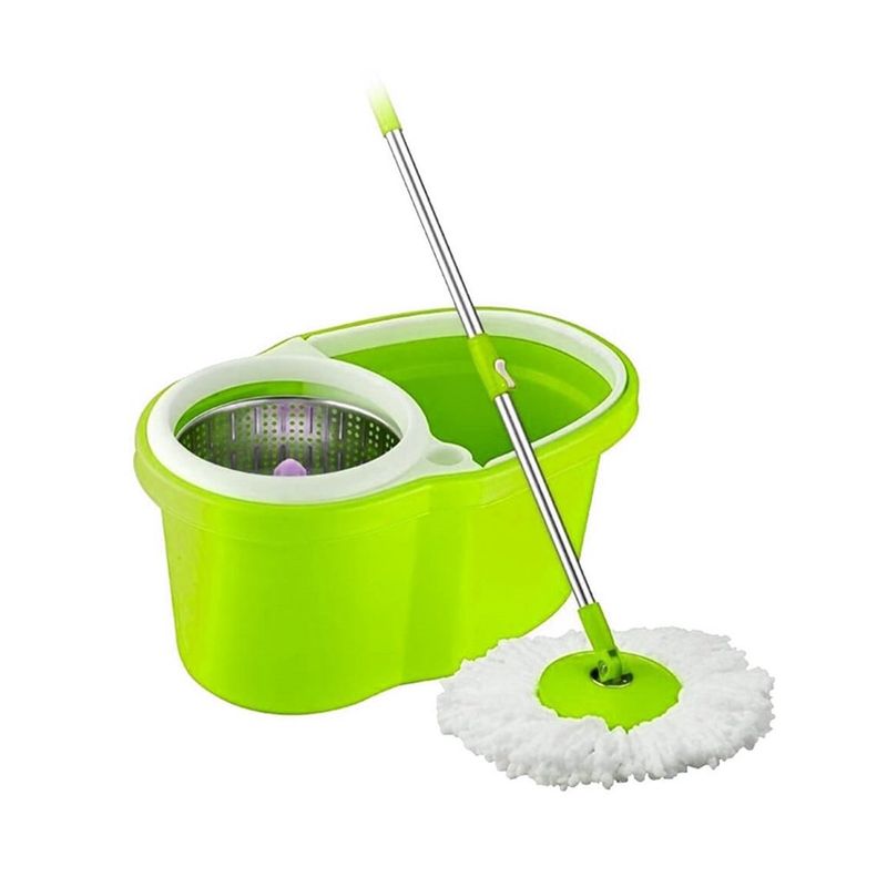 IMPORTCLICK - Mopa Giratoria 360º Verde Trapeador Canasto Acero Inoxidable