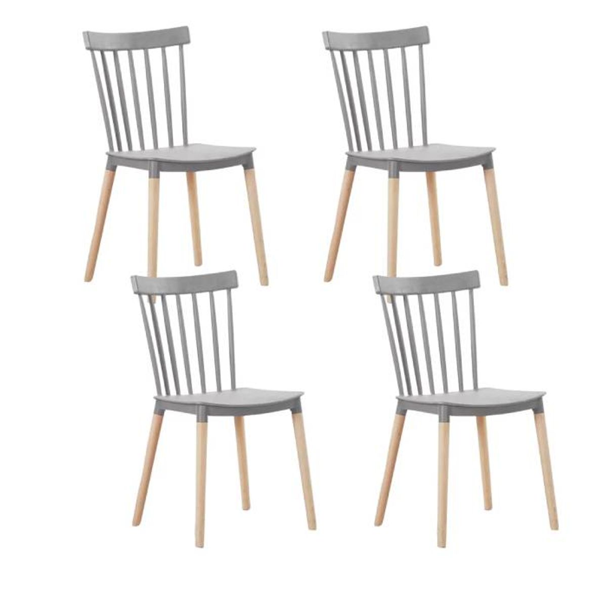 GENERICO - Comedor 4P Windsor Mesa Rectangular Blanca + Sillas windsor grises
