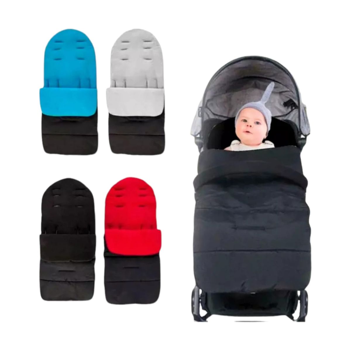GENERICO - Saco Para Coche Bebé Impermeable Forro Polar Térmico AZUL
