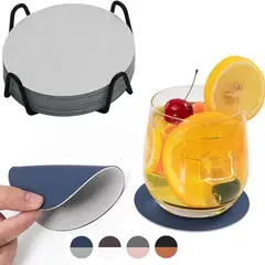 AZ AURAZEUS - Set 4 Posavasos Ecocuero Antimanchas Impermeables 2 en 1 AZ