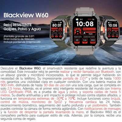 Imagen 2 del producto W60 - Resistente a Golpes Reloj Inteligente Smartwatch Band