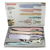 Set Cuchillos Acero Inoxidable 6 Piezas Colores - Multicolor