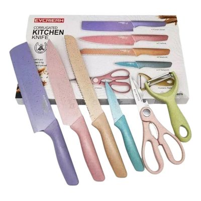 Imagen 2 del producto Set Cuchillos Acero Inoxidable 6 Piezas Colores - Multicolor