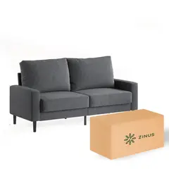 ZINUS - Sofá Colton 3 cuerpos gris oscuro