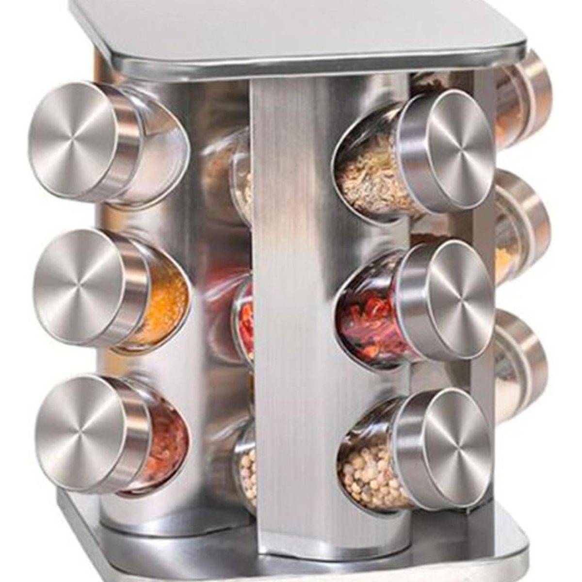 IMPORTCLICK - Set Especieros Aliños Giratorio 12 Frascos Cocina - Plateado