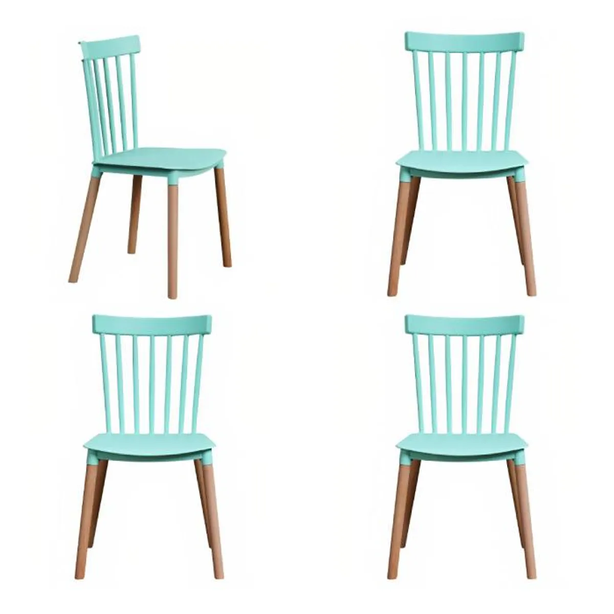 MOAD - Comedor 4P Windsor Mesa Rectangular Negra + Sillas windsor Menta