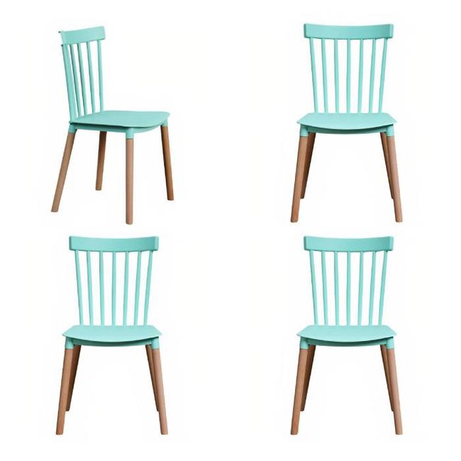 MOAD - Comedor 4P Windsor Mesa Rectangular Negra + Sillas windsor Menta