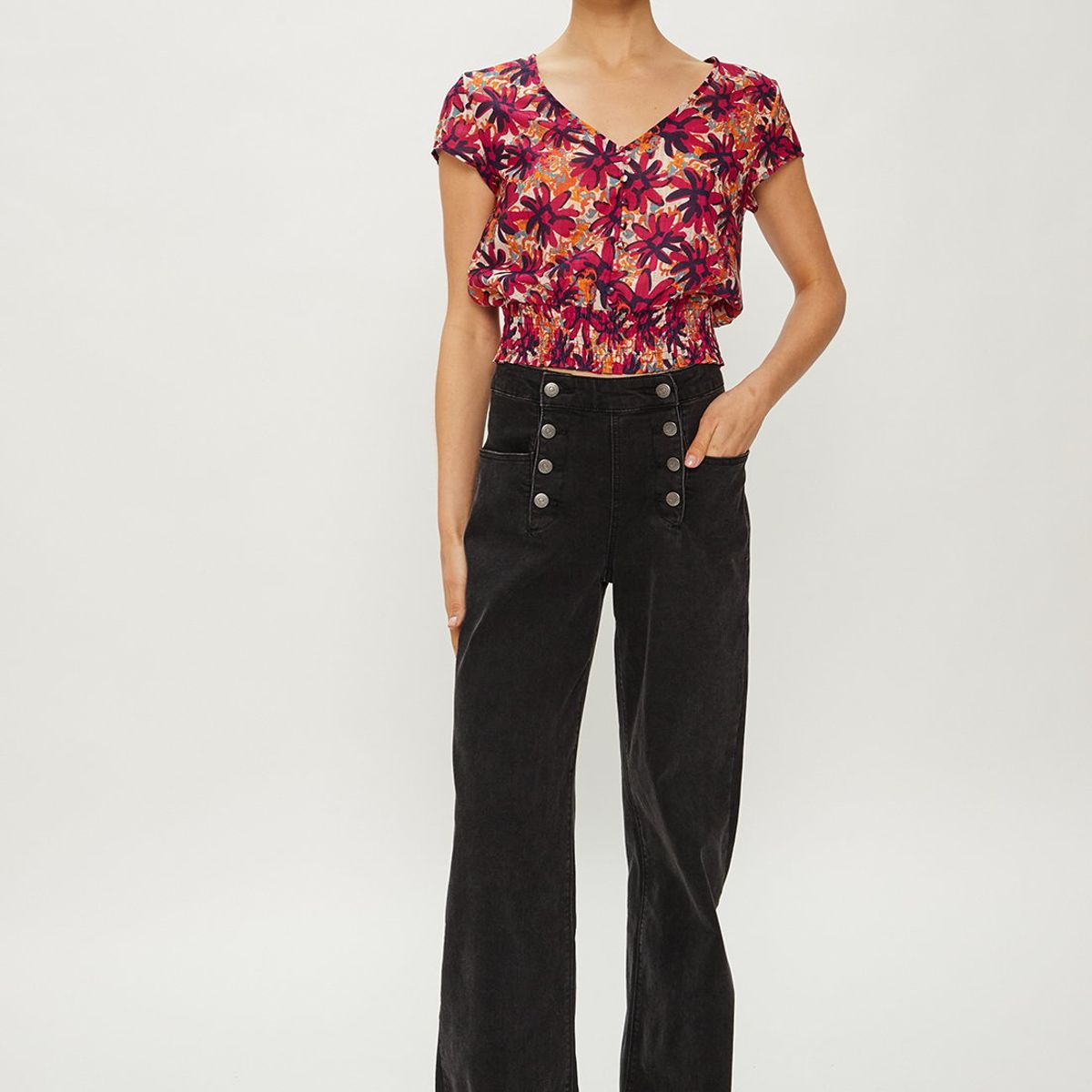 IO - Blusa Manga Corta Morado Mujer Io