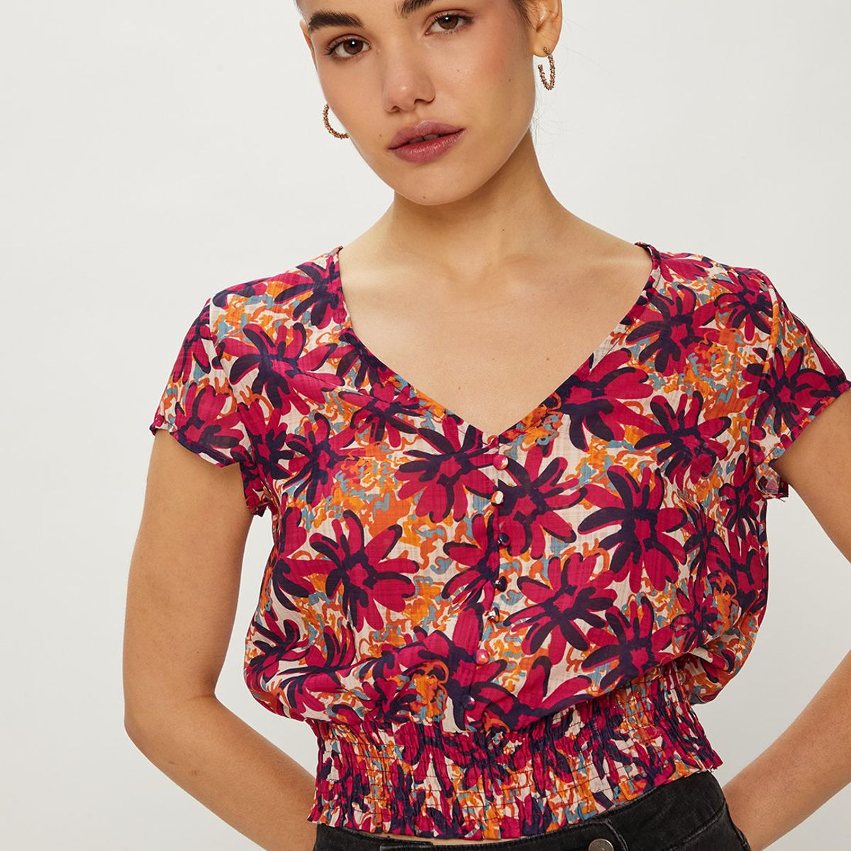IO - Blusa Manga Corta Morado Mujer Io