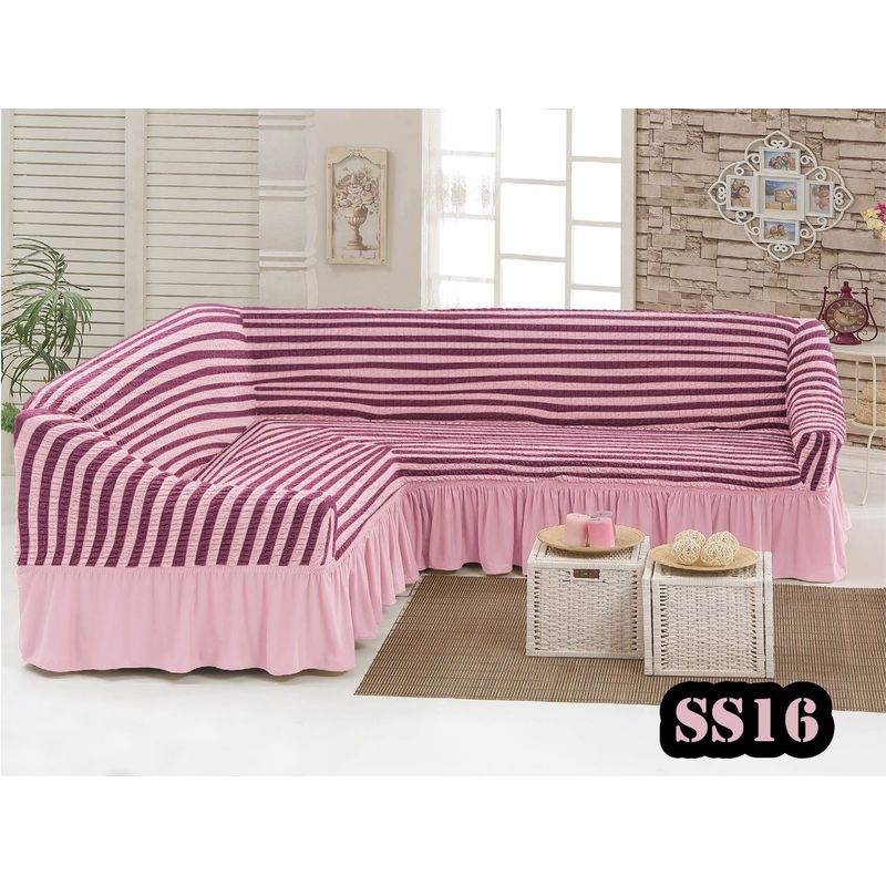 ANGELES DEL HOGAR - Cubre Sillón  Forma de L a Rayas Texturizado