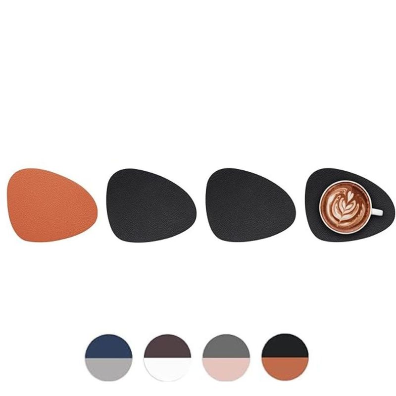 AZ AURAZEUS - Set 4 Posavasos Ecocuero Antimanchas Impermeables 2 en 1 AZ