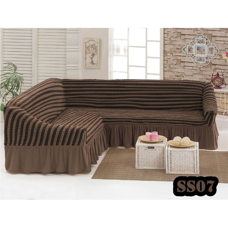 ANGELES DEL HOGAR - Cubre Sillón  Forma de L a Rayas Texturizado