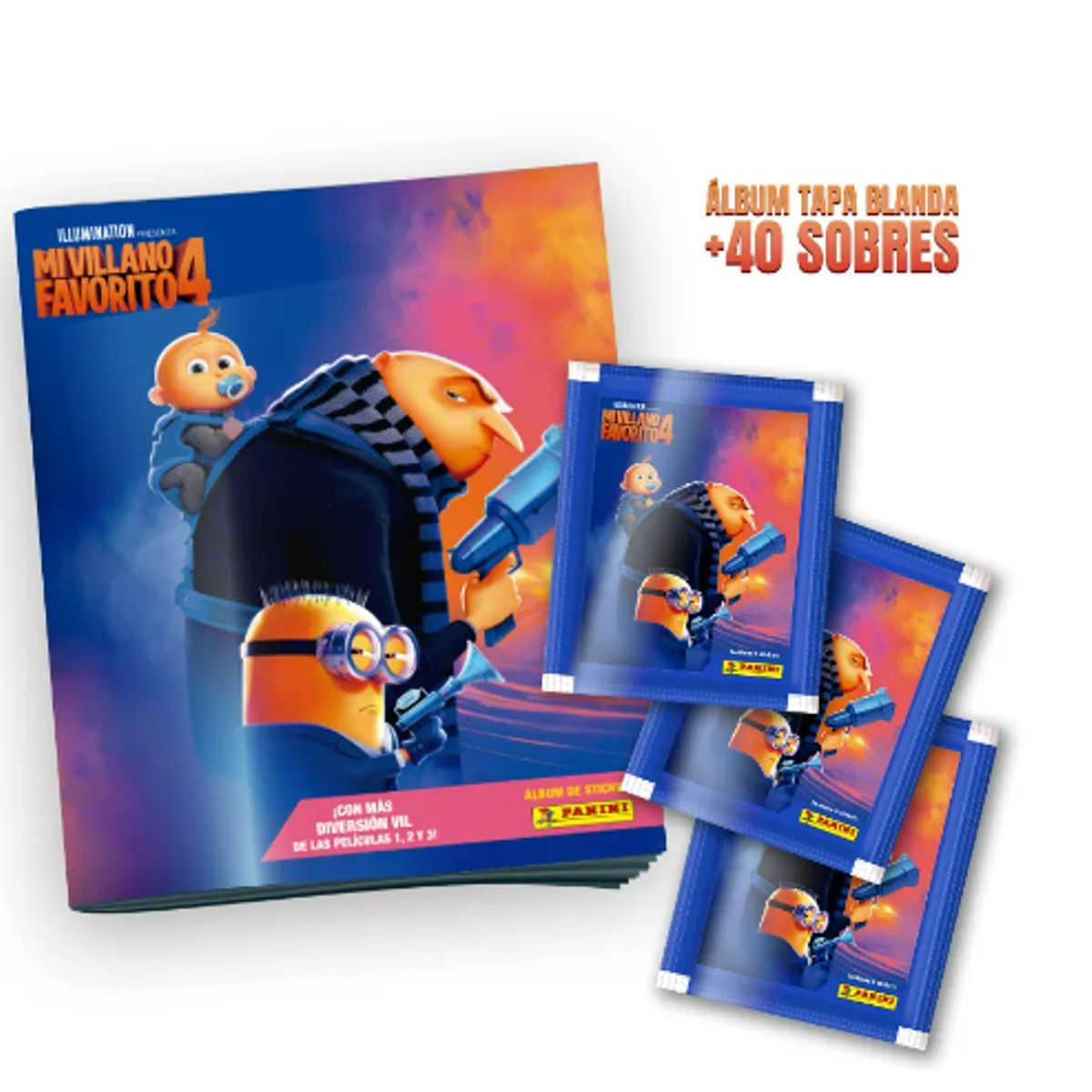 PANINI - ÁLBUM TAPA BLANDA MI VILLANO FAVORITO 4 + 40 SOBRES