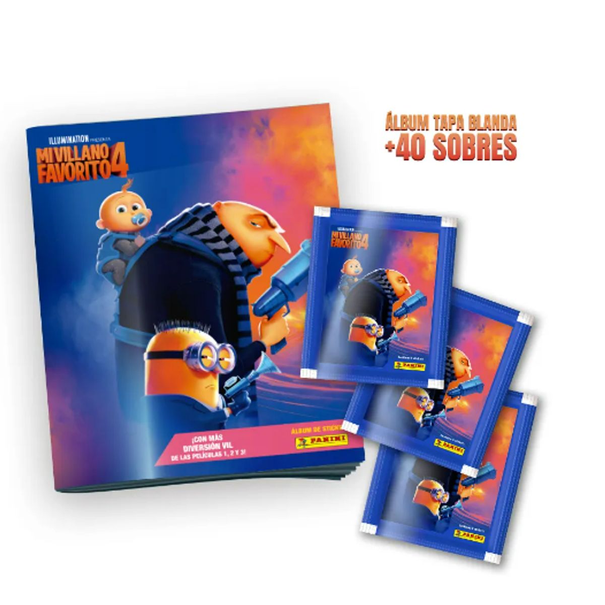 PANINI - ÁLBUM TAPA BLANDA MI VILLANO FAVORITO 4 + 40 SOBRES