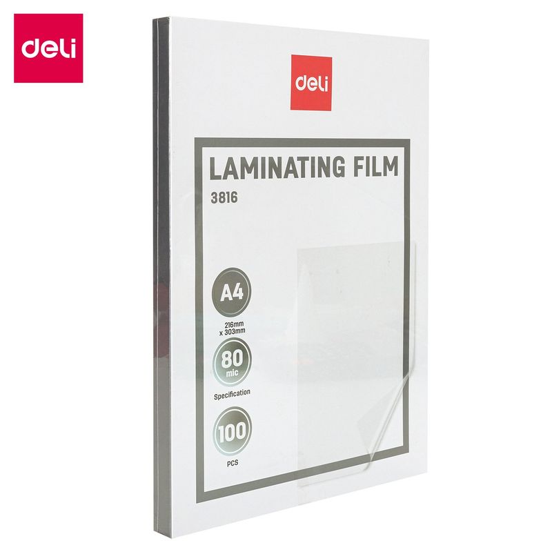 DELI - Película Laminadora Transparente A4 80 Micras 100pcs