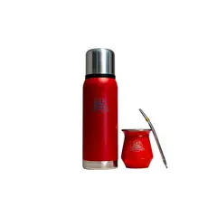 EL BUEN PASTOR - Set Matero Flora Rojo Brillante de Acero Inoxidable