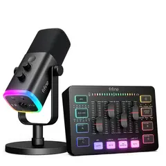 FIFINE - Kit Micrófono Dinámico Y Mezclador De Audio Para Streaming