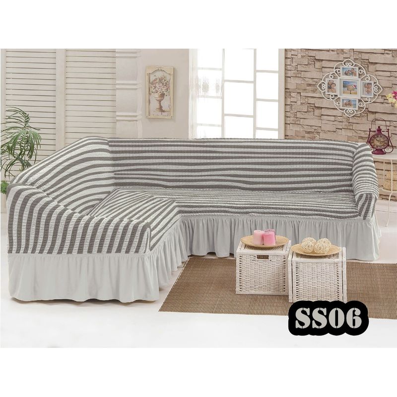 ANGELES DEL HOGAR - Cubre Sillón  Forma de L a Rayas Texturizado