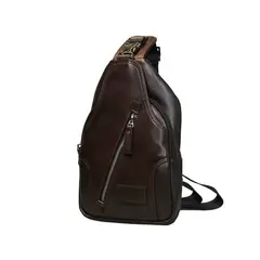 CRAFTMEN - Bolso Bandolera 100% Cuero Genuino Café