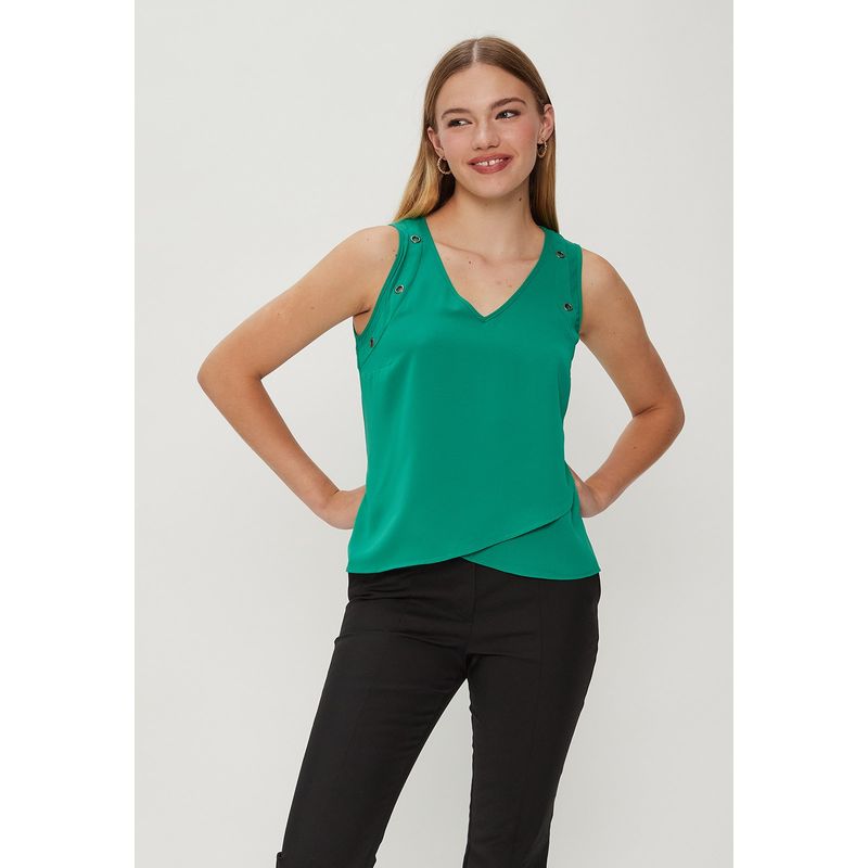 IO - Blusa Sin Mangas Verde Musgo Mujer Io