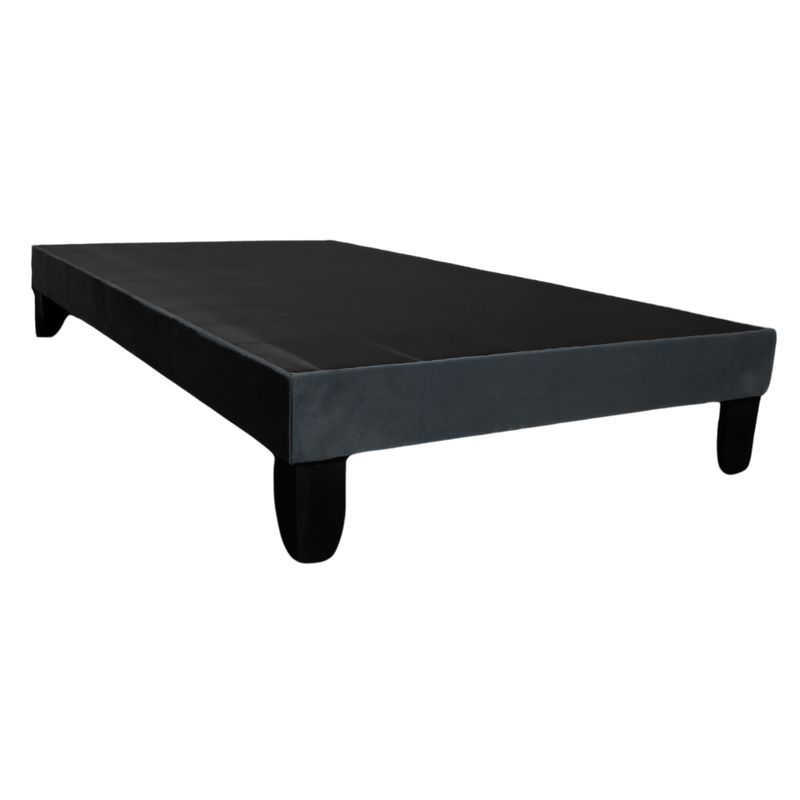 GENERICO - Base De Cama Europea Full Gris Oscuro En Lino Y Madera De Pino