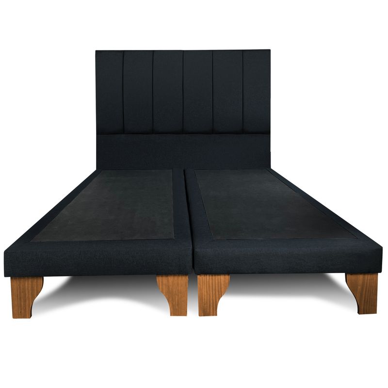 GENERICO - Base Cama Europea 2 PL Con Respaldo Vertical Negro Lino