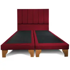 GENERICO - Base Cama Europea 2 PL Con Respaldo Vertical Burdeo Lino