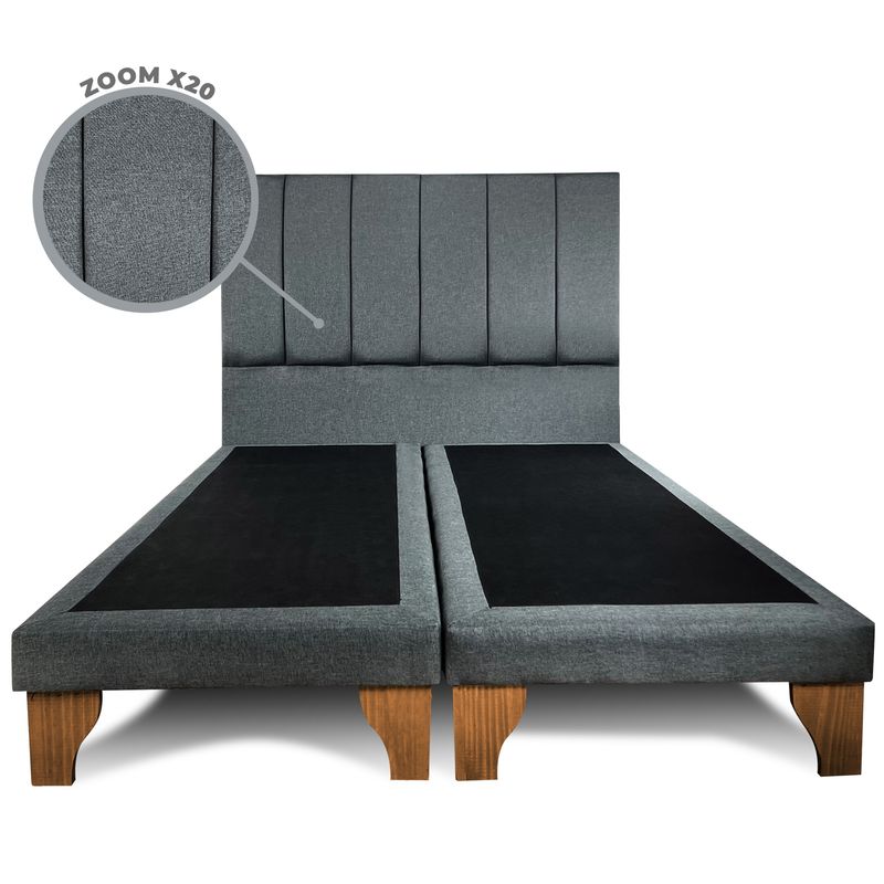 GENERICO - Base Cama Europea 2 PL Con Respaldo Vertical Gris Lino