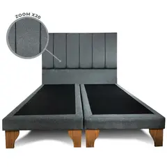 GENERICO - Base Cama Europea 2 PL Con Respaldo Vertical Gris Lino