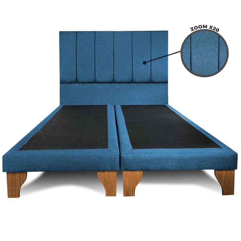 GENERICO - Base Para Cama 2 PL Con Respaldo Vertical Azul Lino BOX 200X150