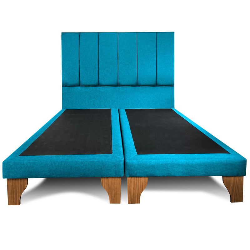 GENERICO - Base Para Cama 2 PL Con Respaldo Vertical Turquesa BOX 200X150