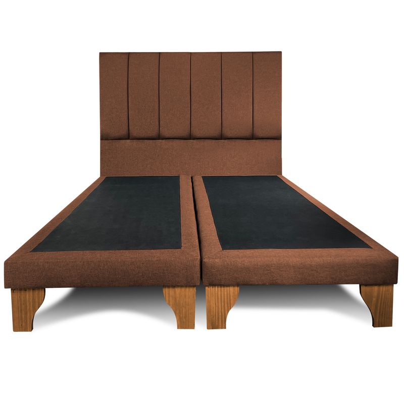 GENERICO - Base Para Cama 2 PL Con Respaldo Vertical Café Lino BOX 200X150