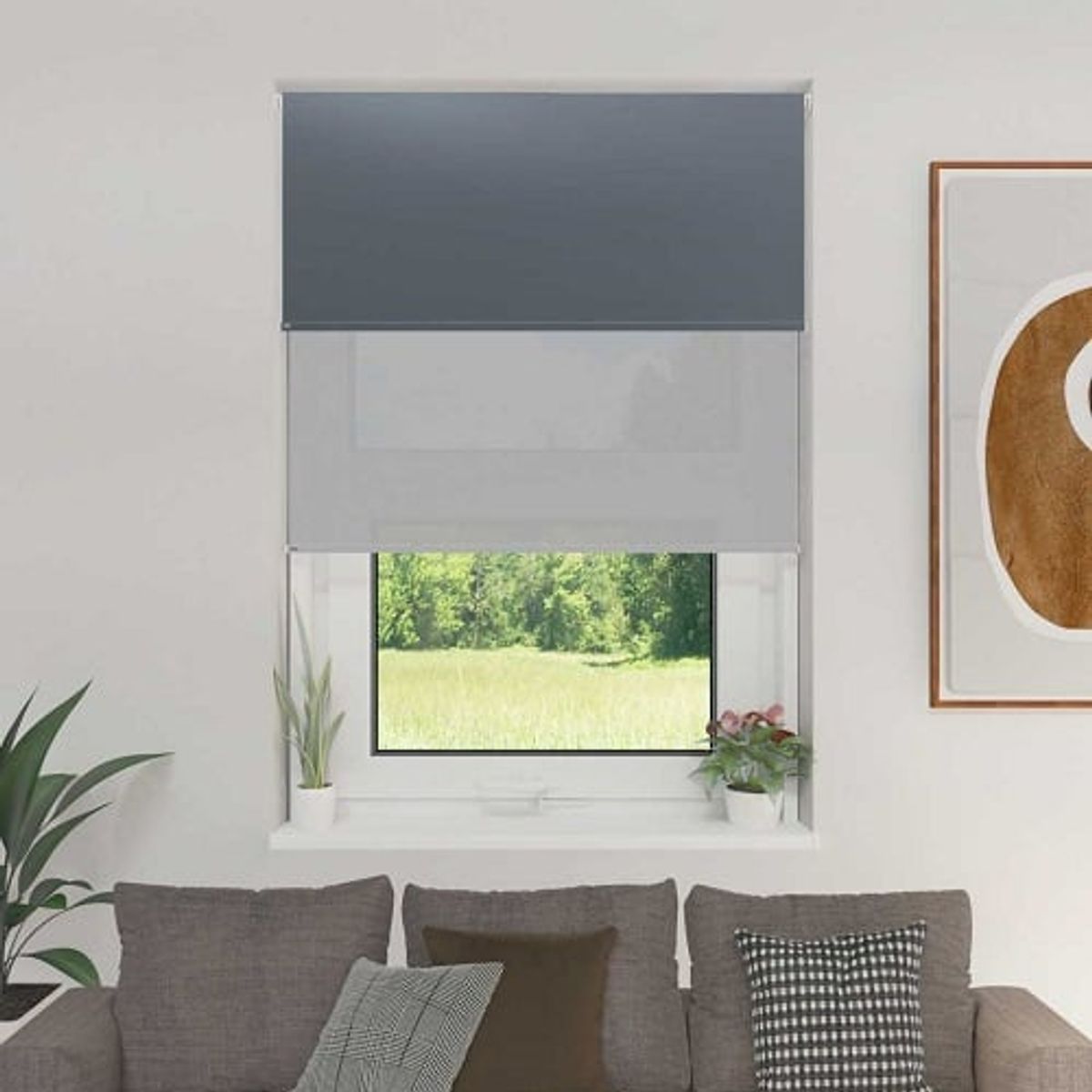 GENERICO - Cortina Roller Doble Blackout  Sunscreen 150x200 GRIS